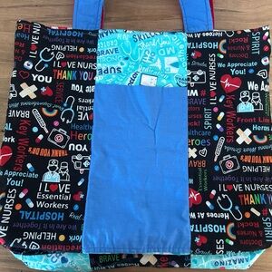 Nurse Healthcare Worker Appreciation Upcycled Tote Handmade Reversible